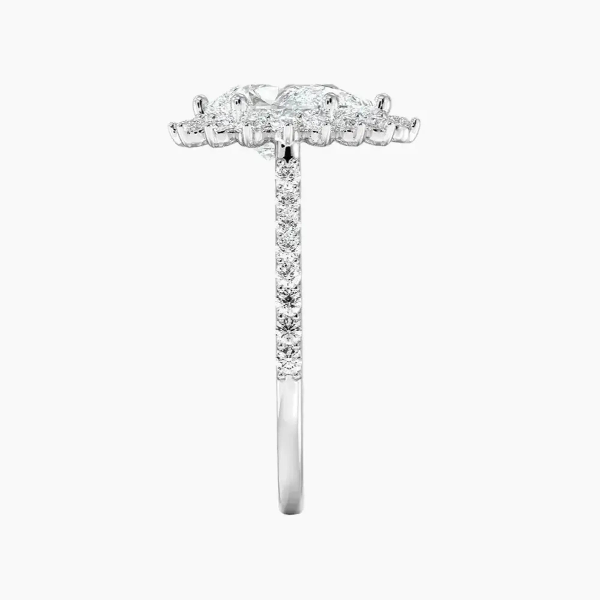 Soraya Pave Pear Designer 1.5 Carat Lab Grown Diamond Engagement Ring in 14K White Gold