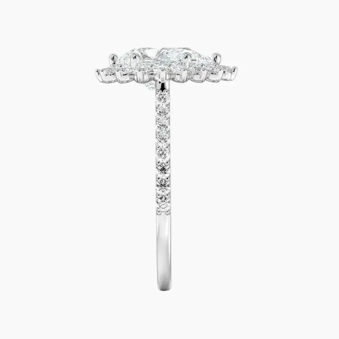 Soraya Pave Pear Designer 1 Carat Lab Grown Diamond Engagement Ring in 18K White Gold