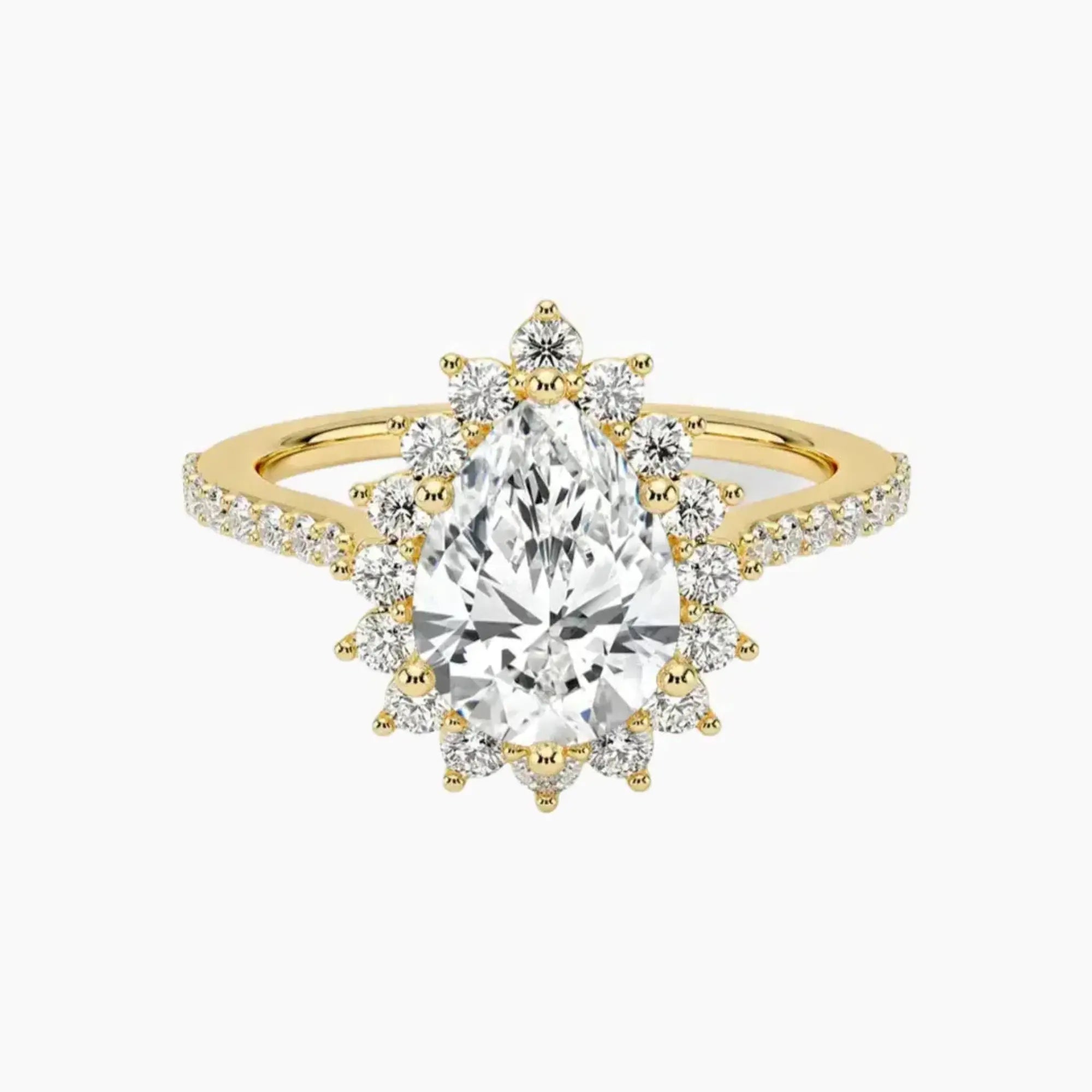 Soraya Pave Pear Designer 2 Carat Lab Grown Diamond Engagement Ring in 18K Rose Gold