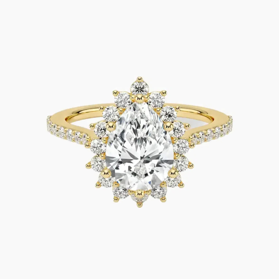 Soraya Pave Pear Designer 2.5 Carat Lab Grown Diamond Engagement Ring in 14K Rose Gold