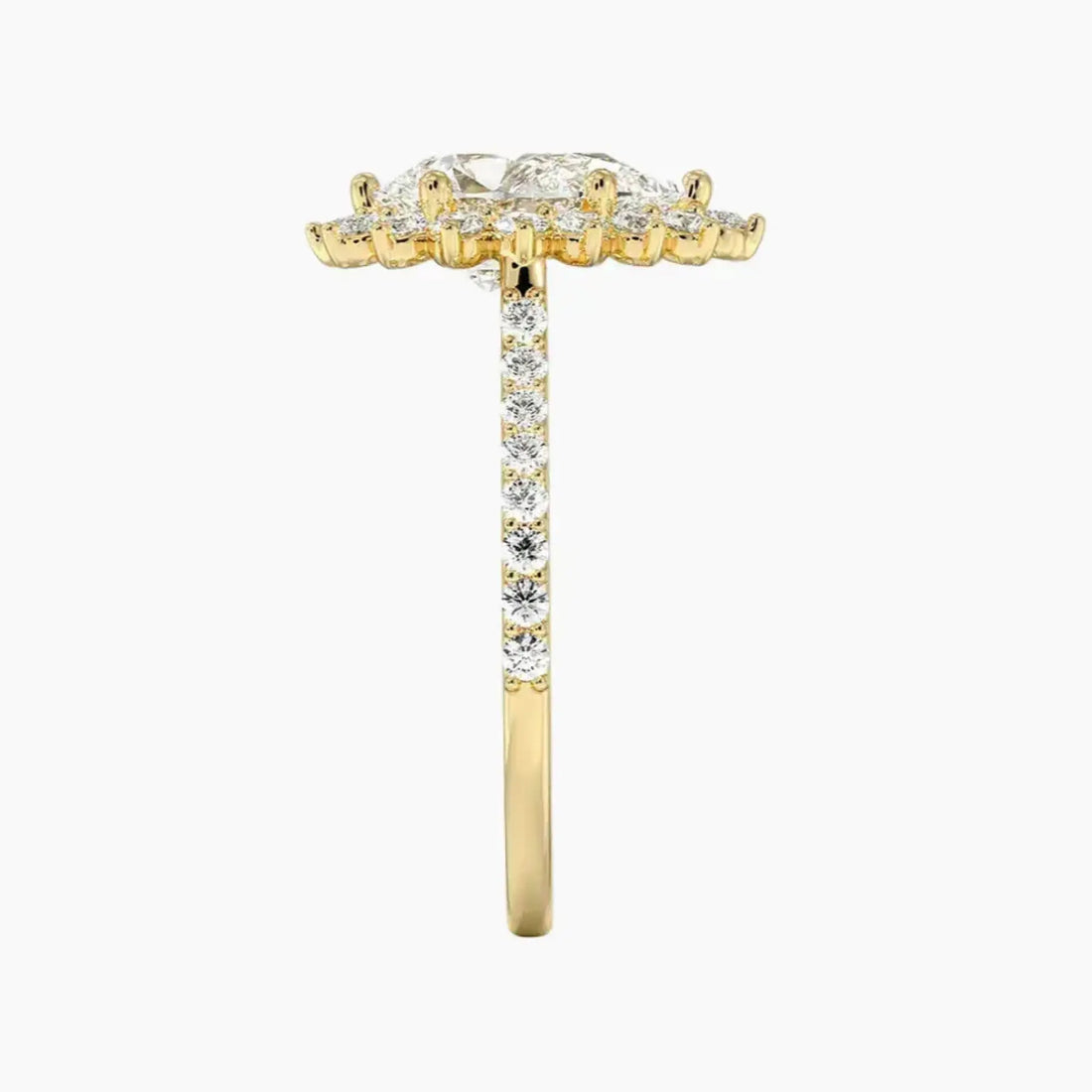 Soraya Pave Pear Designer 2.5 Carat Lab Grown Diamond Engagement Ring in 18K Yellow Gold