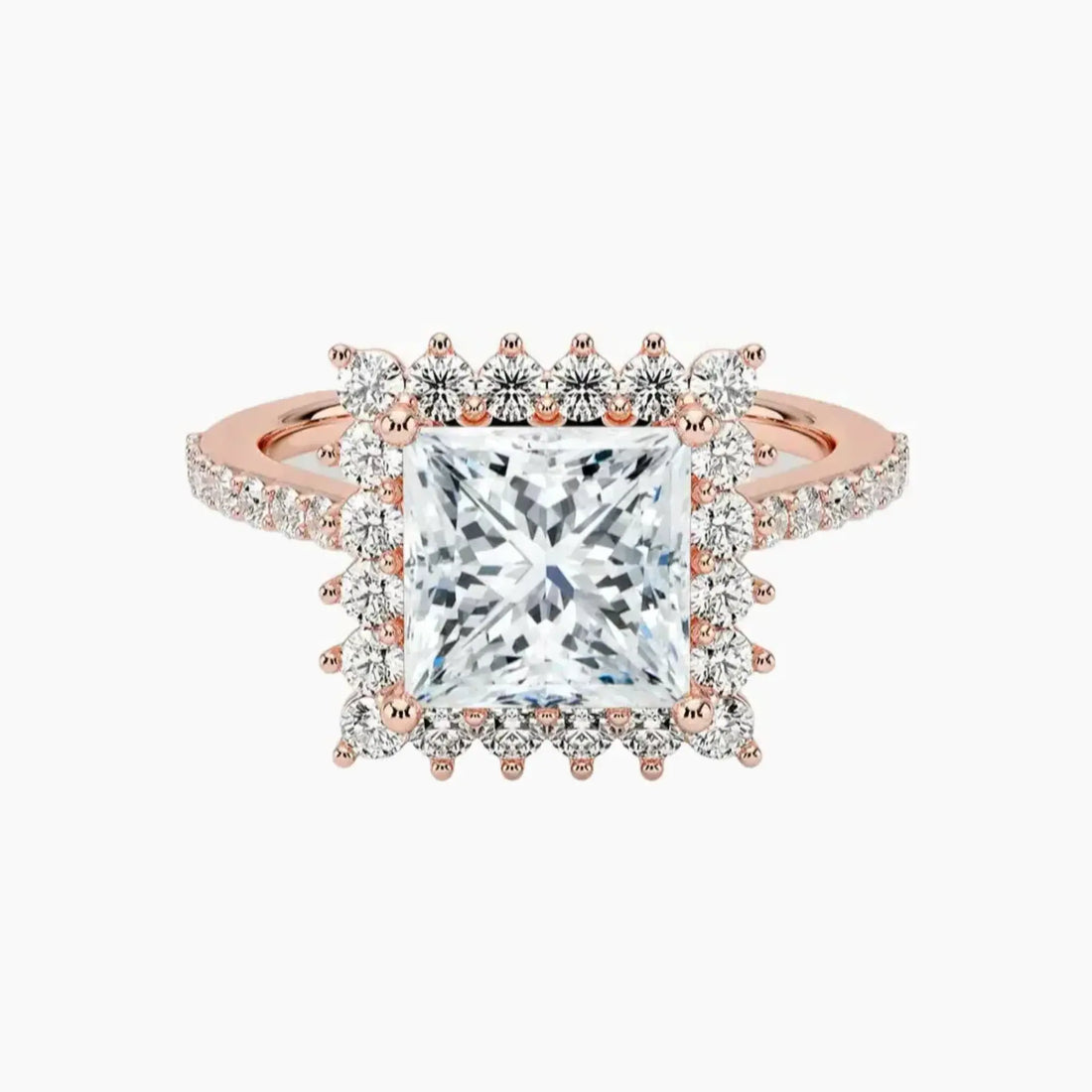 Soraya Pave Princess Designer Diamond Ring Setting in 14K Yellow Gold