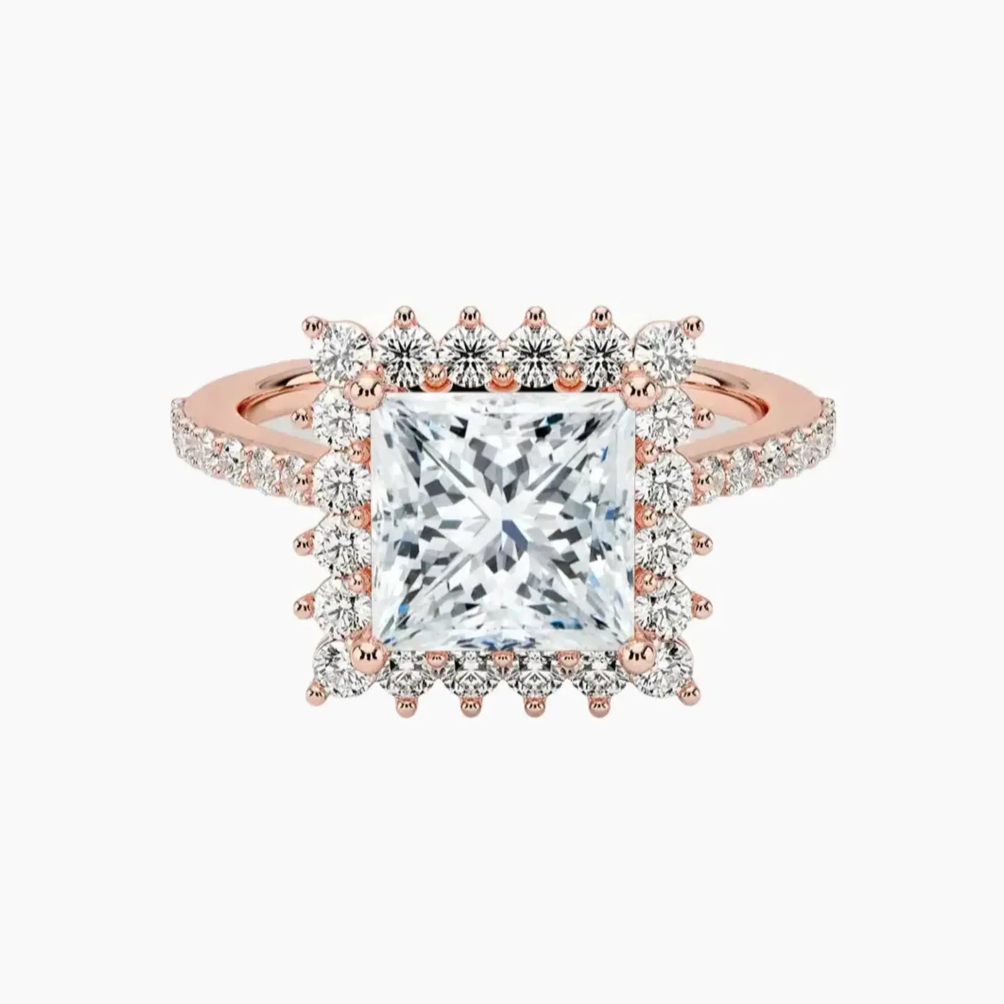 Soraya Pave Princess Designer Diamond Ring Setting in 18K Rose Gold