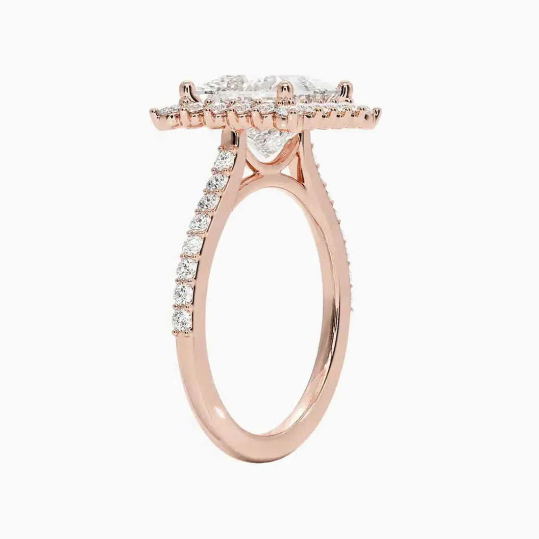 Soraya Pave Princess Designer 2.5 Carat Lab Grown Diamond Engagement Ring in 18K Yellow Gold