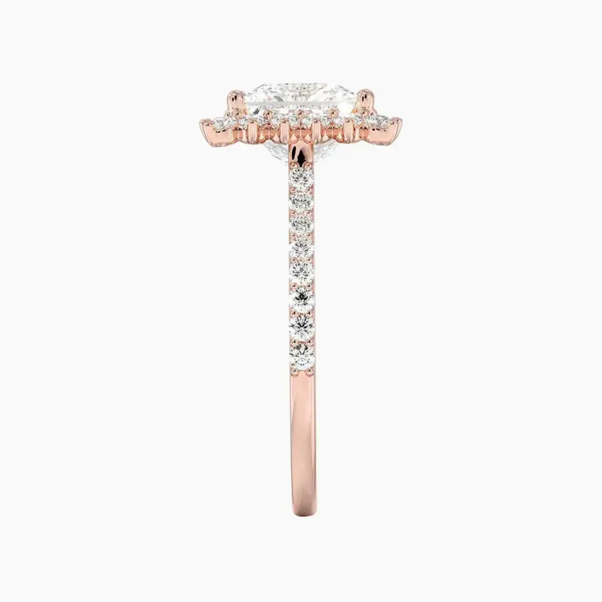 Soraya Pave Princess Designer Diamond Ring Setting in 14K Rose Gold