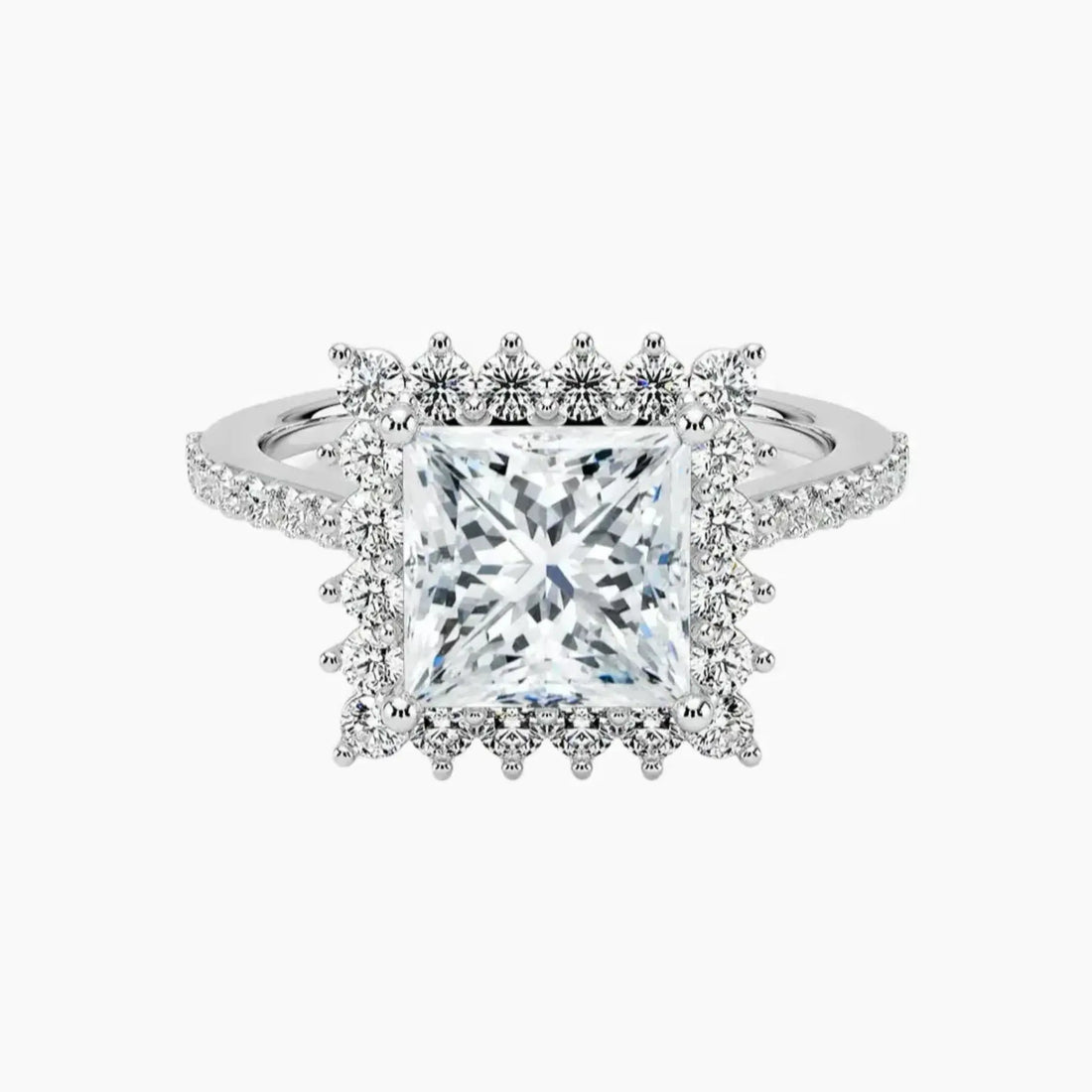 Soraya Pave Princess Designer Diamond Ring Setting in 14K White Gold