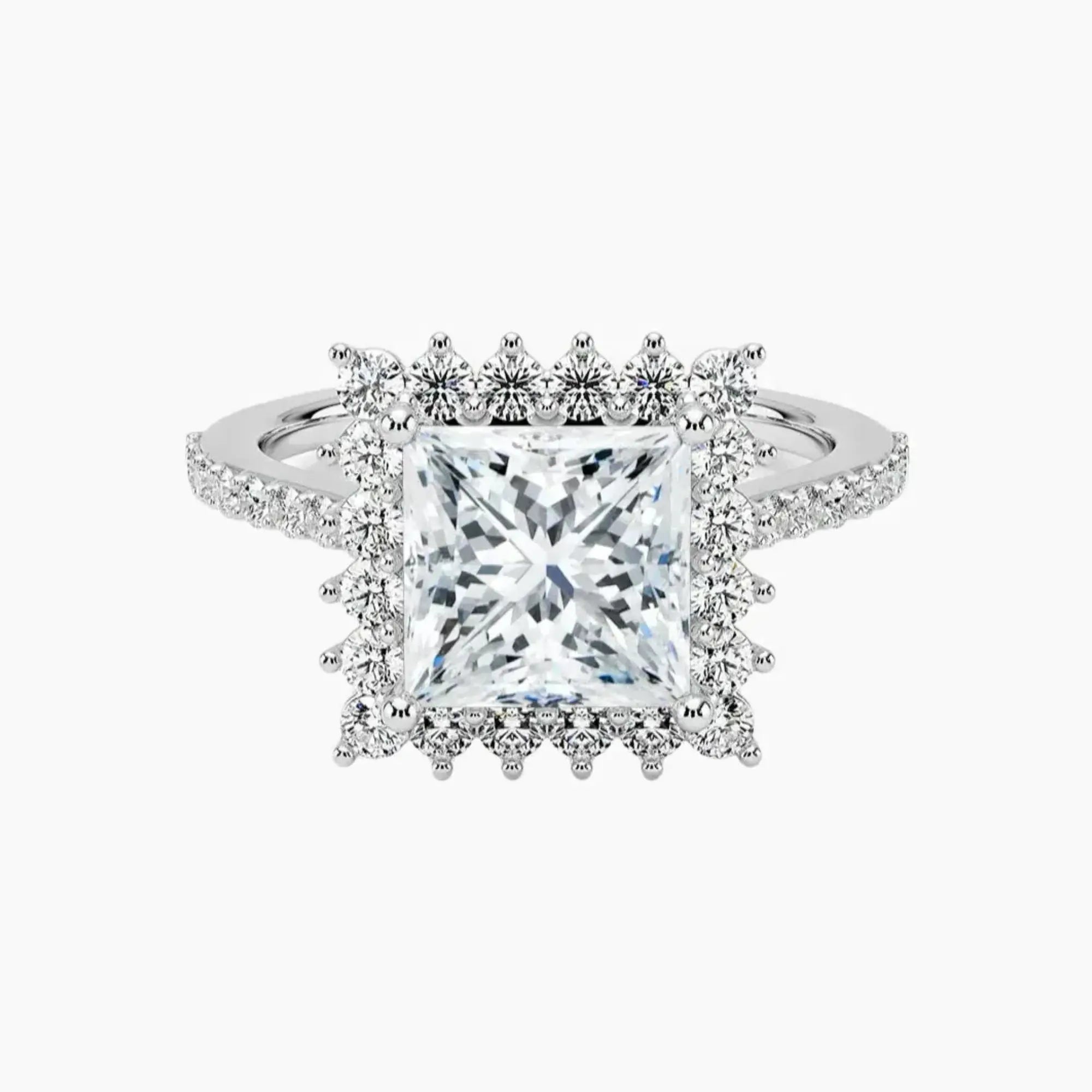 Soraya Pave Princess Designer 1 Carat Lab Grown Diamond Engagement Ring in 18K Rose Gold