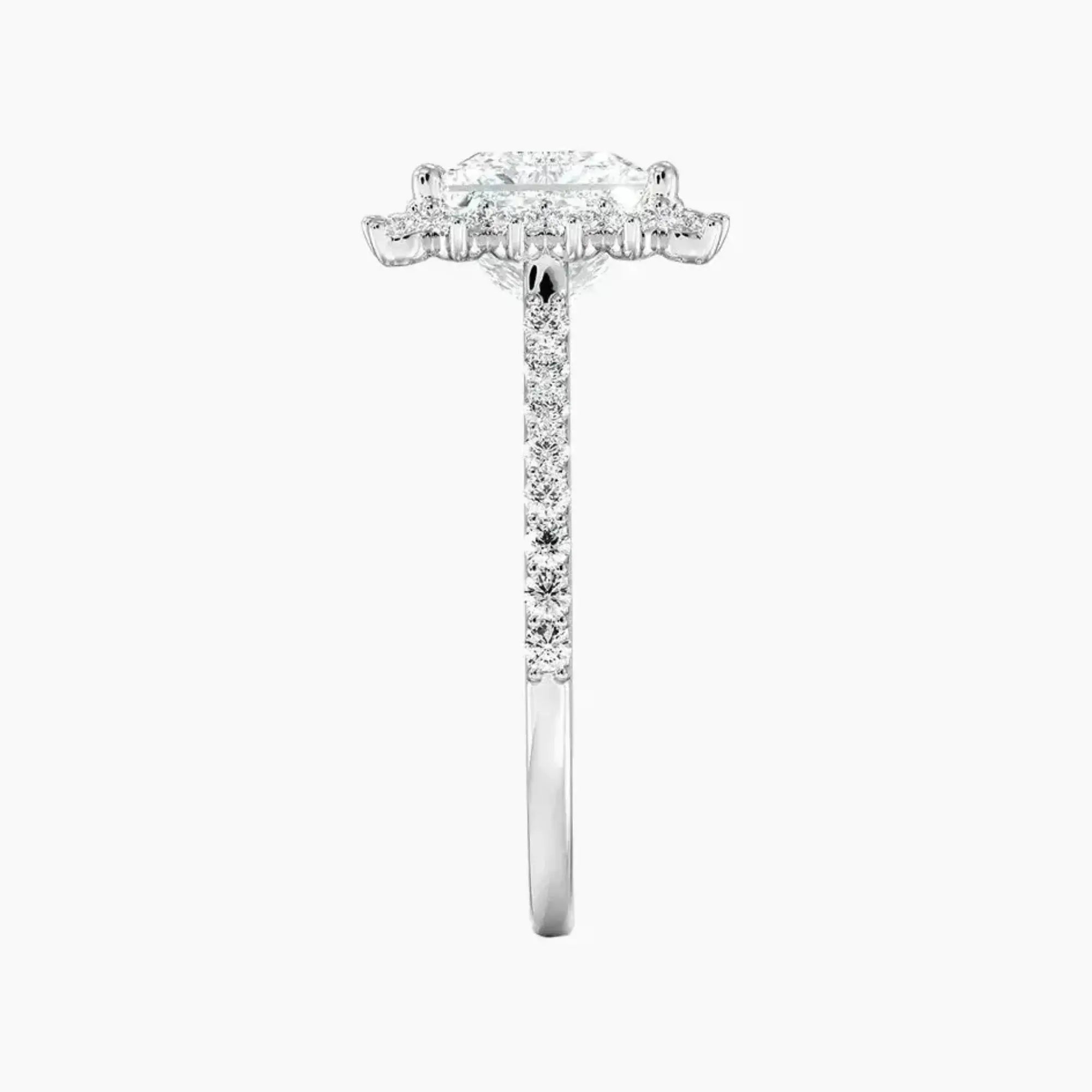 Soraya Pave Princess Designer 1 Carat Lab Grown Diamond Engagement Ring in 14K Rose Gold