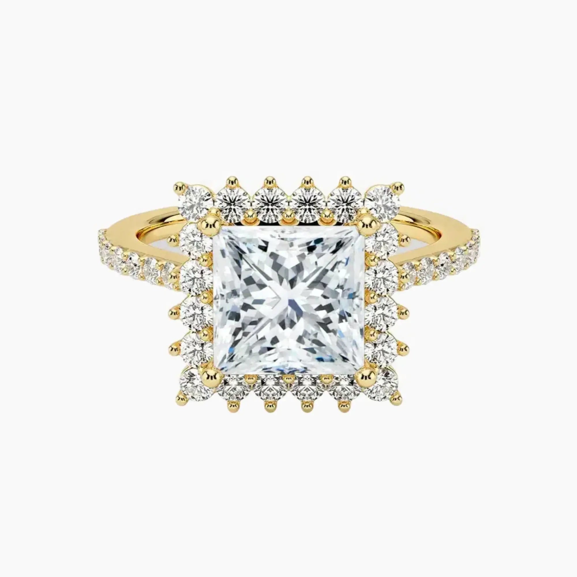 Soraya Pave Princess Designer Diamond Ring Setting in 18K Rose Gold