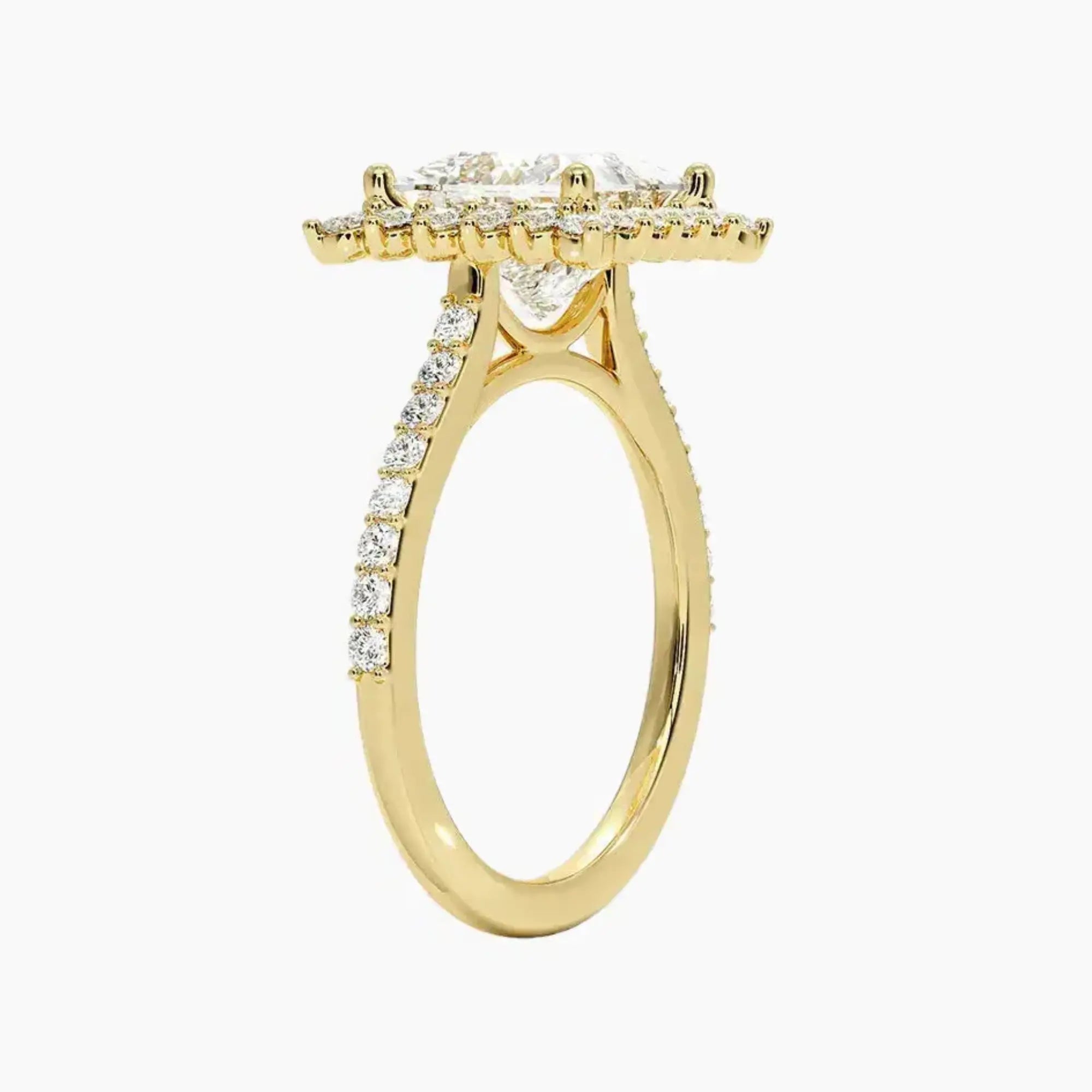 Soraya Pave Princess Designer Diamond Ring Setting in 18K Rose Gold
