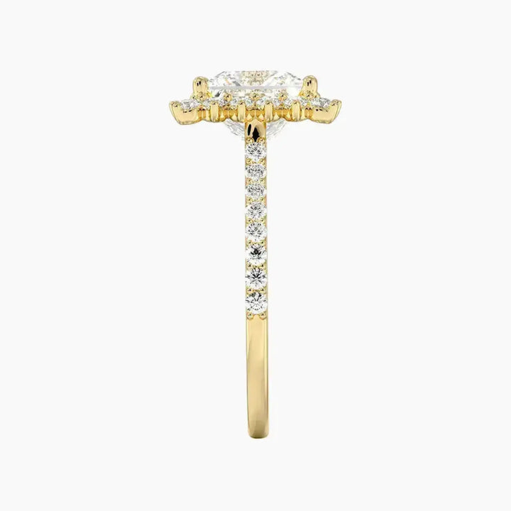 Soraya Pave Princess Designer 2 Carat Lab Grown Diamond Engagement Ring in 18K Rose Gold