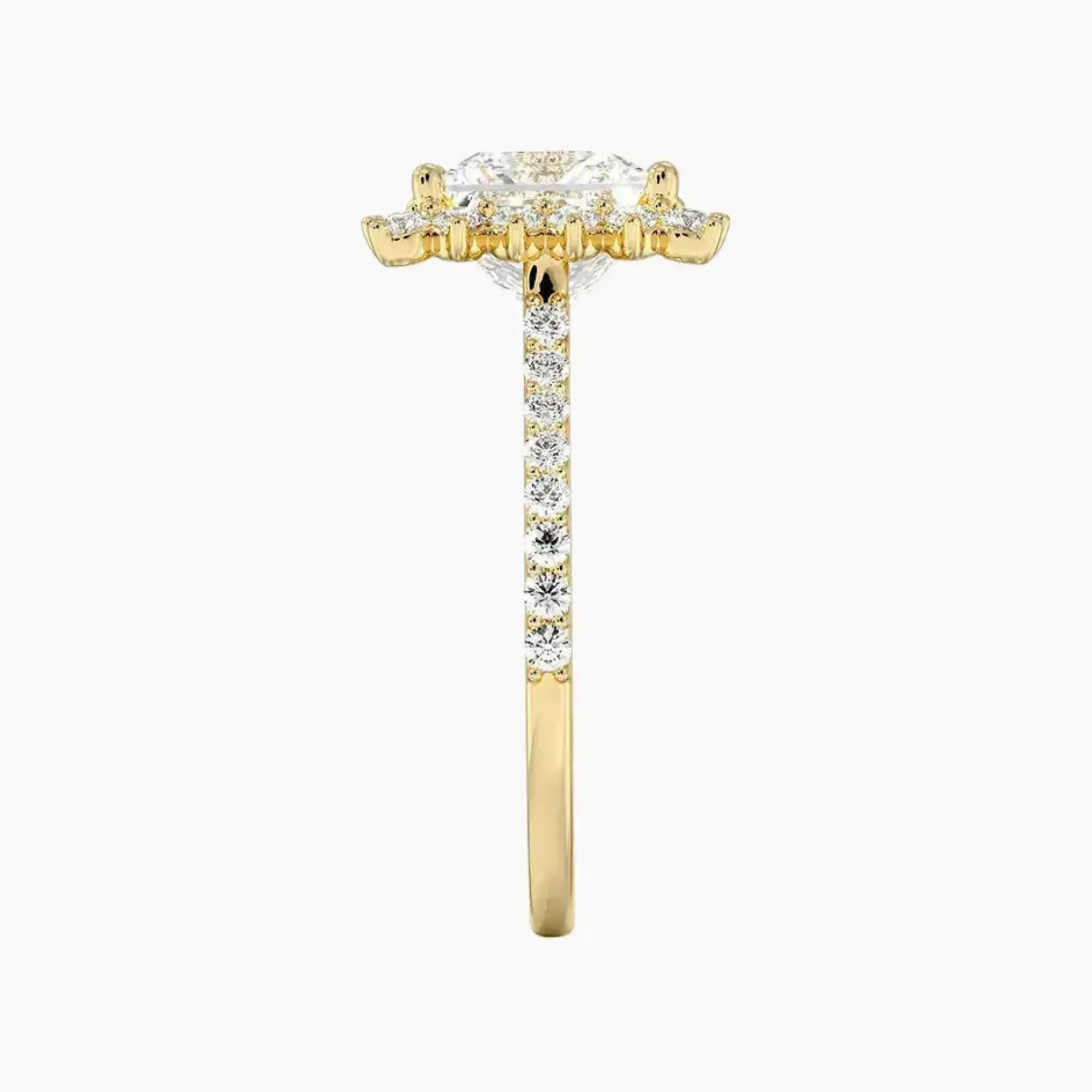 Soraya Pave Princess Designer 3 Carat Lab Grown Diamond Engagement Ring in 18K White Gold