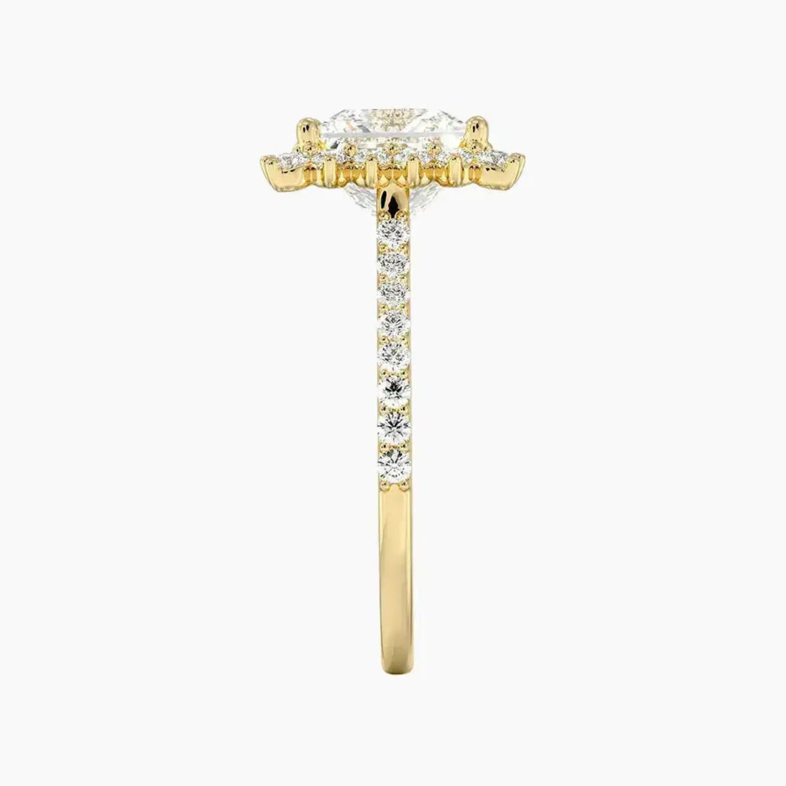 Soraya Pave Princess Designer 2 Carat Lab Grown Diamond Engagement Ring in 18K Yellow Gold