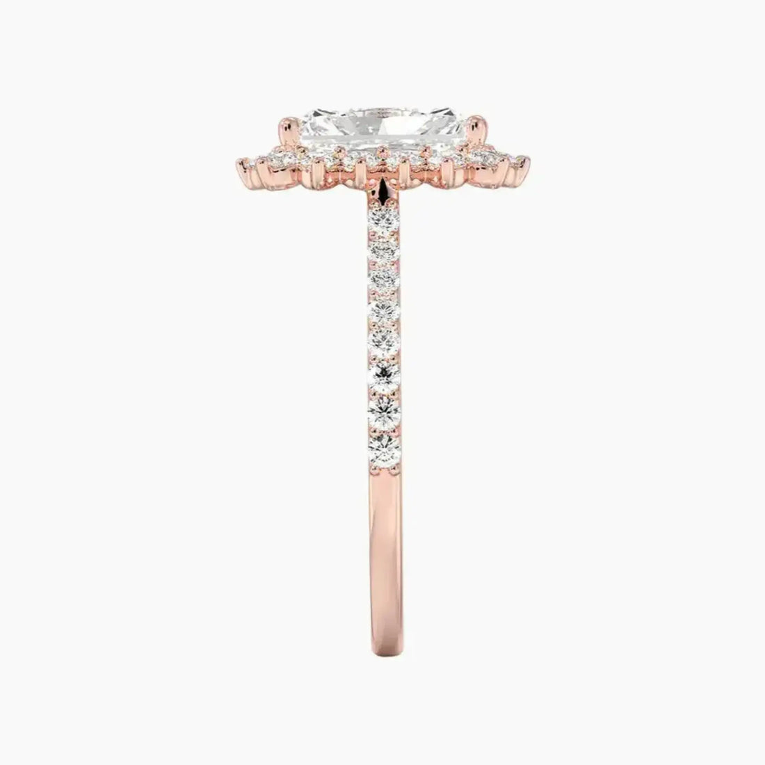 Soraya Pave Radiant Designer 3 Carat Lab Grown Diamond Engagement Ring in 18K White Gold