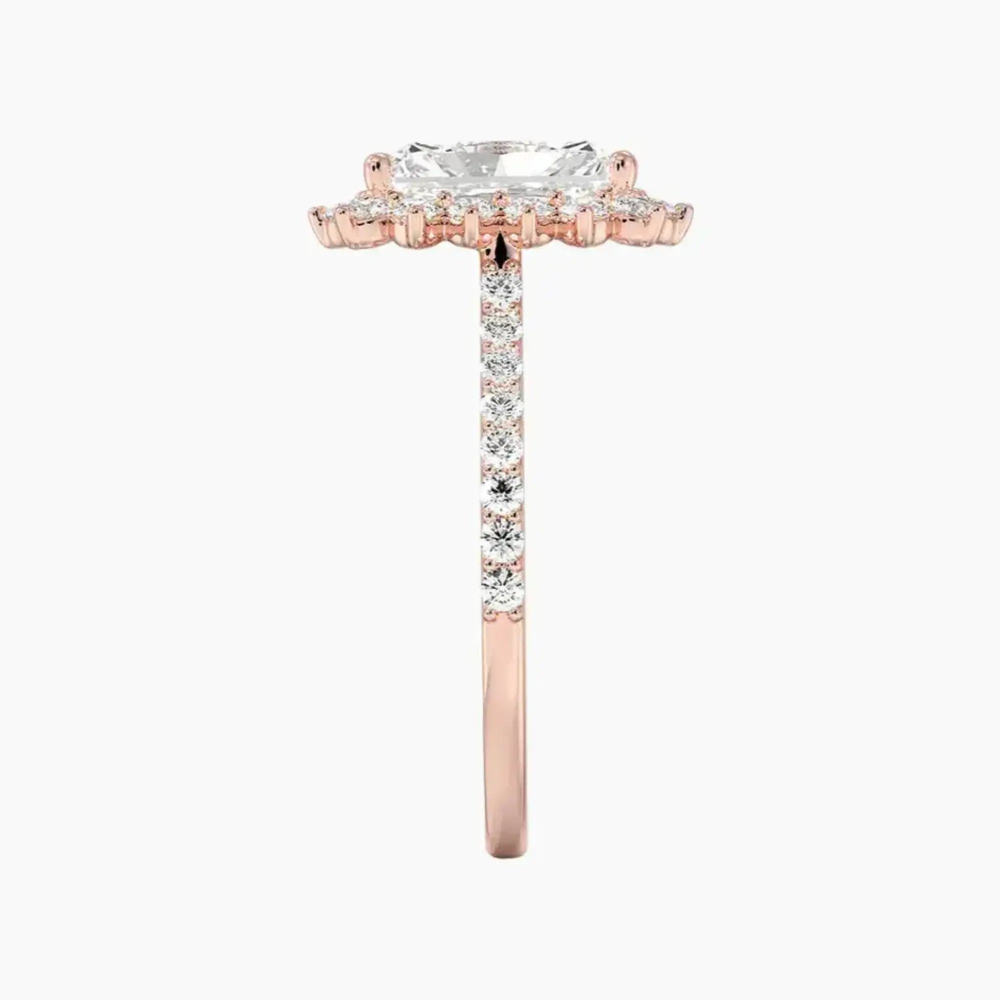 Soraya Pave Radiant Designer 1.5 Carat Lab Grown Diamond Engagement Ring in 18K White Gold