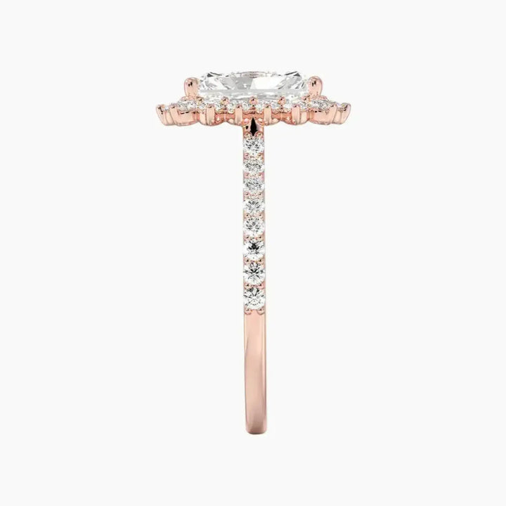 Soraya Pave Radiant Designer 2.5 Carat Lab Grown Diamond Engagement Ring in 18K Yellow Gold