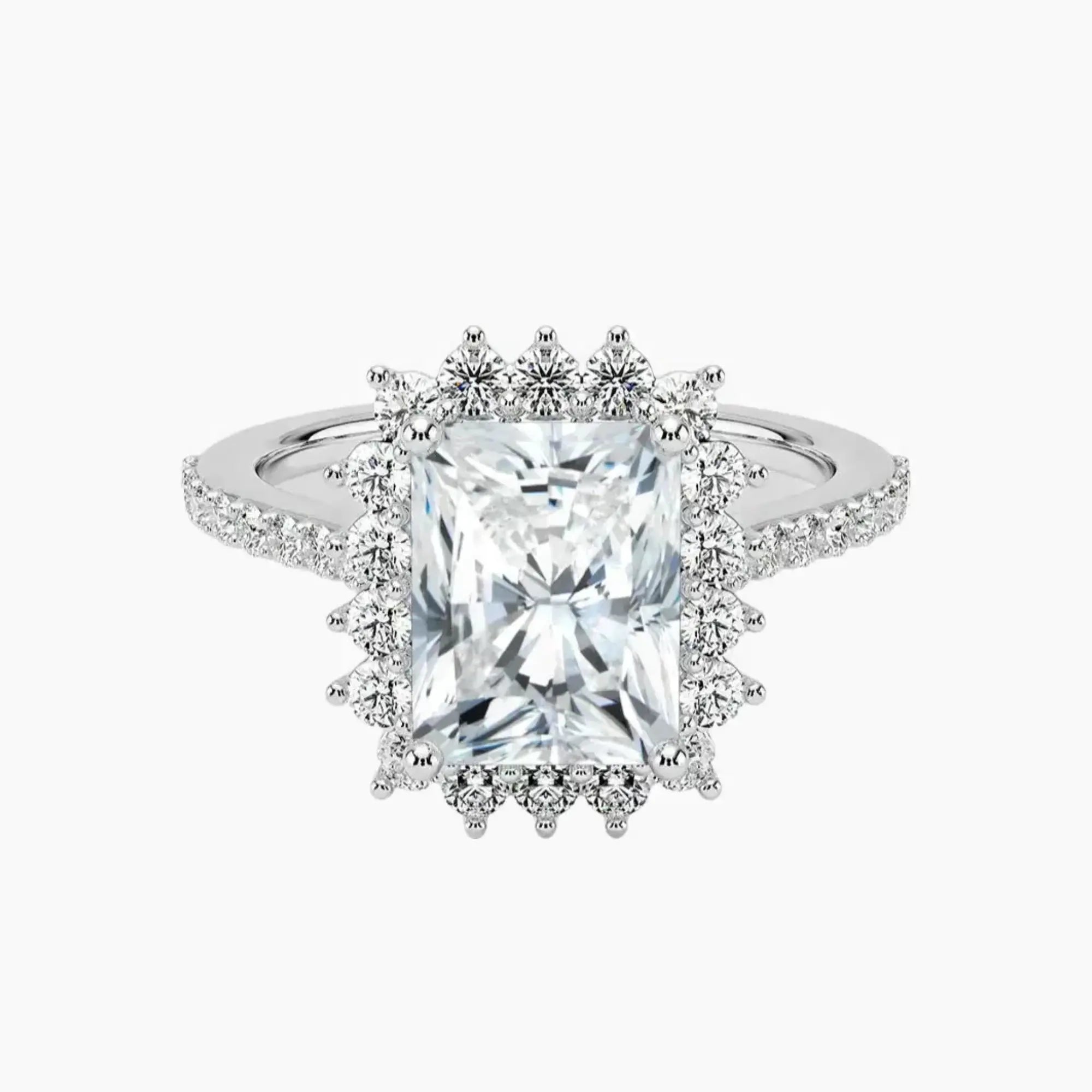 Soraya Pave Radiant Designer 1.5 Carat Lab Grown Diamond Engagement Ring in 18K Yellow Gold