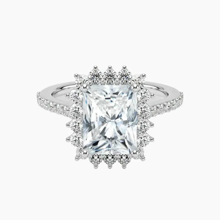 Soraya Pave Radiant Designer 3 Carat Lab Grown Diamond Engagement Ring in 14K White Gold