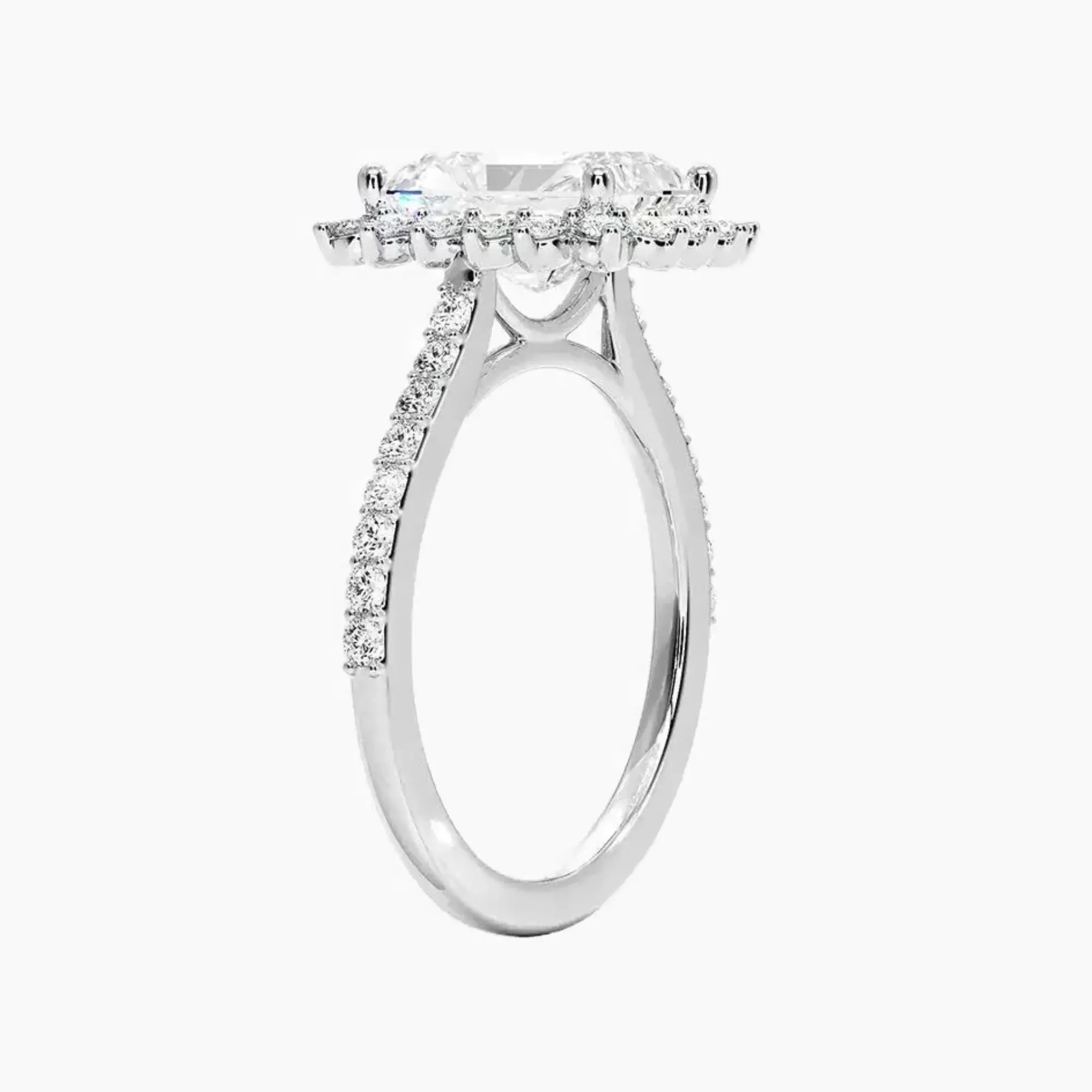 Soraya Pave Radiant Designer Diamond Ring Setting in 18K Yellow Gold