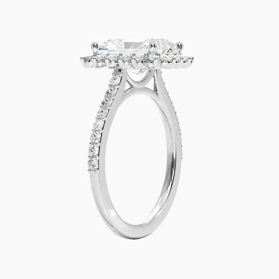 Soraya Pave Radiant Designer 2.5 Carat Lab Grown Diamond Engagement Ring in 14K Rose Gold