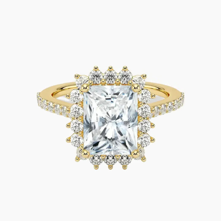 Soraya Pave Radiant Designer 3 Carat Lab Grown Diamond Engagement Ring in 14K Yellow Gold