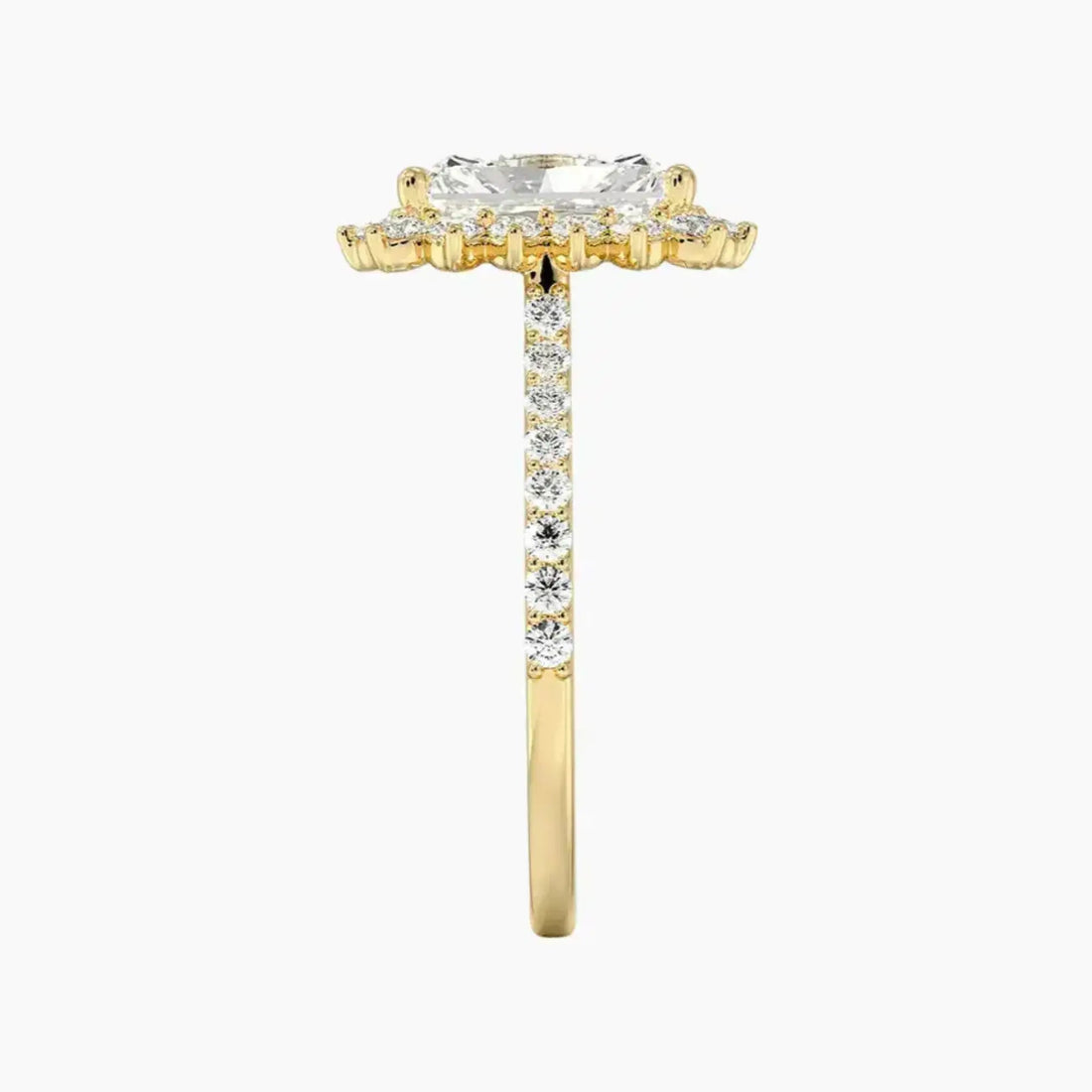 Soraya Pave Radiant Designer 1.5 Carat Lab Grown Diamond Engagement Ring in 18K Rose Gold