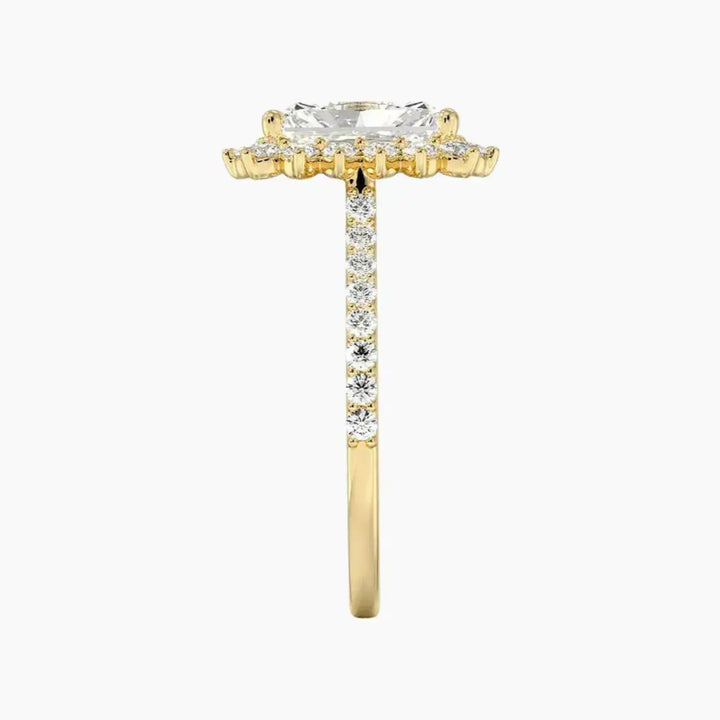 Soraya Pave Radiant Designer 2 Carat Lab Grown Diamond Engagement Ring in 14K Rose Gold
