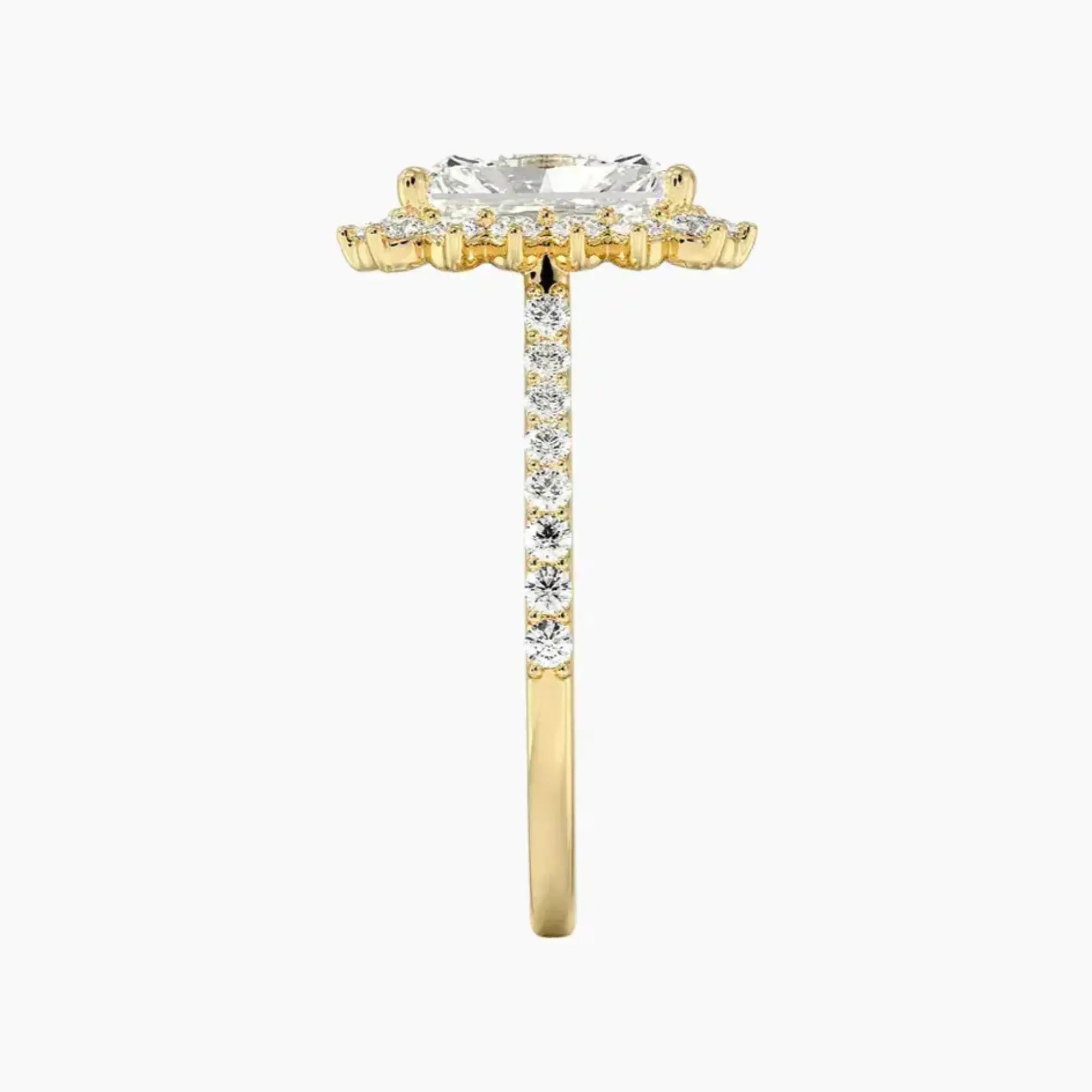 Soraya Pave Radiant Designer Diamond Ring Setting in 14K Yellow Gold