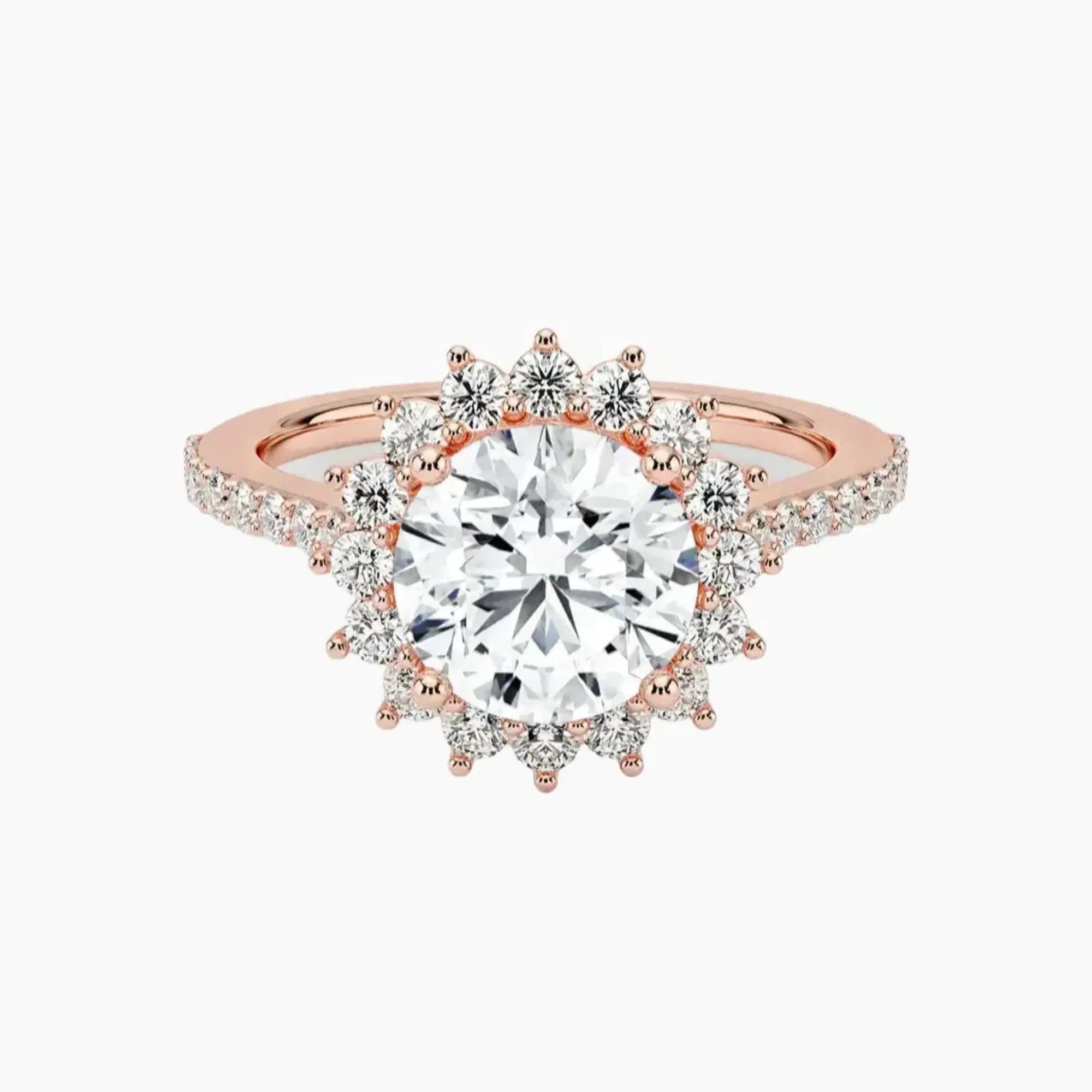 Soraya Pave Round Designer 3 Carat Lab Grown Diamond Engagement Ring in 14K White Gold