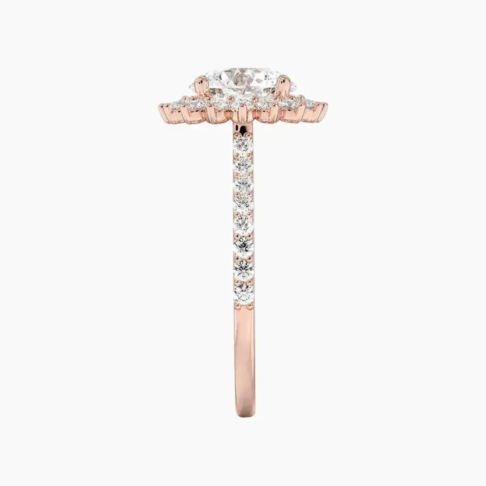 Soraya Pave Round Designer 3 Carat Lab Grown Diamond Engagement Ring in 18K Yellow Gold