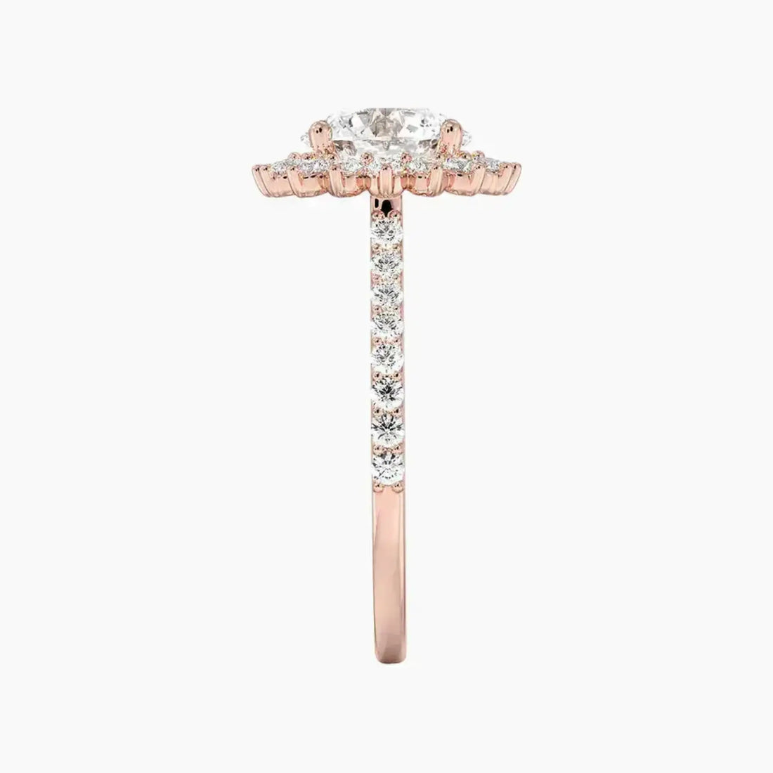 Soraya Pave Round Designer 3 Carat Lab Grown Diamond Engagement Ring in 14K Rose Gold