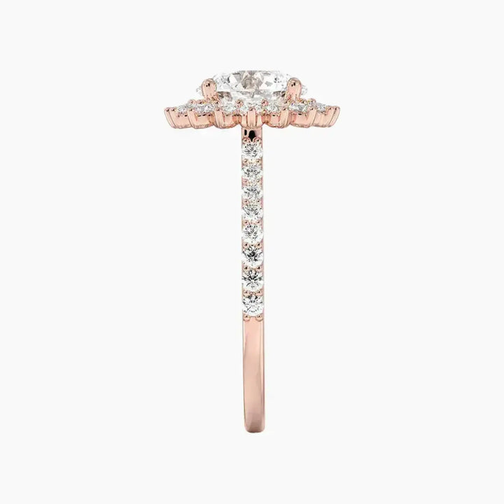 Soraya Pave Round Designer 3 Carat Lab Grown Diamond Engagement Ring in 18K White Gold
