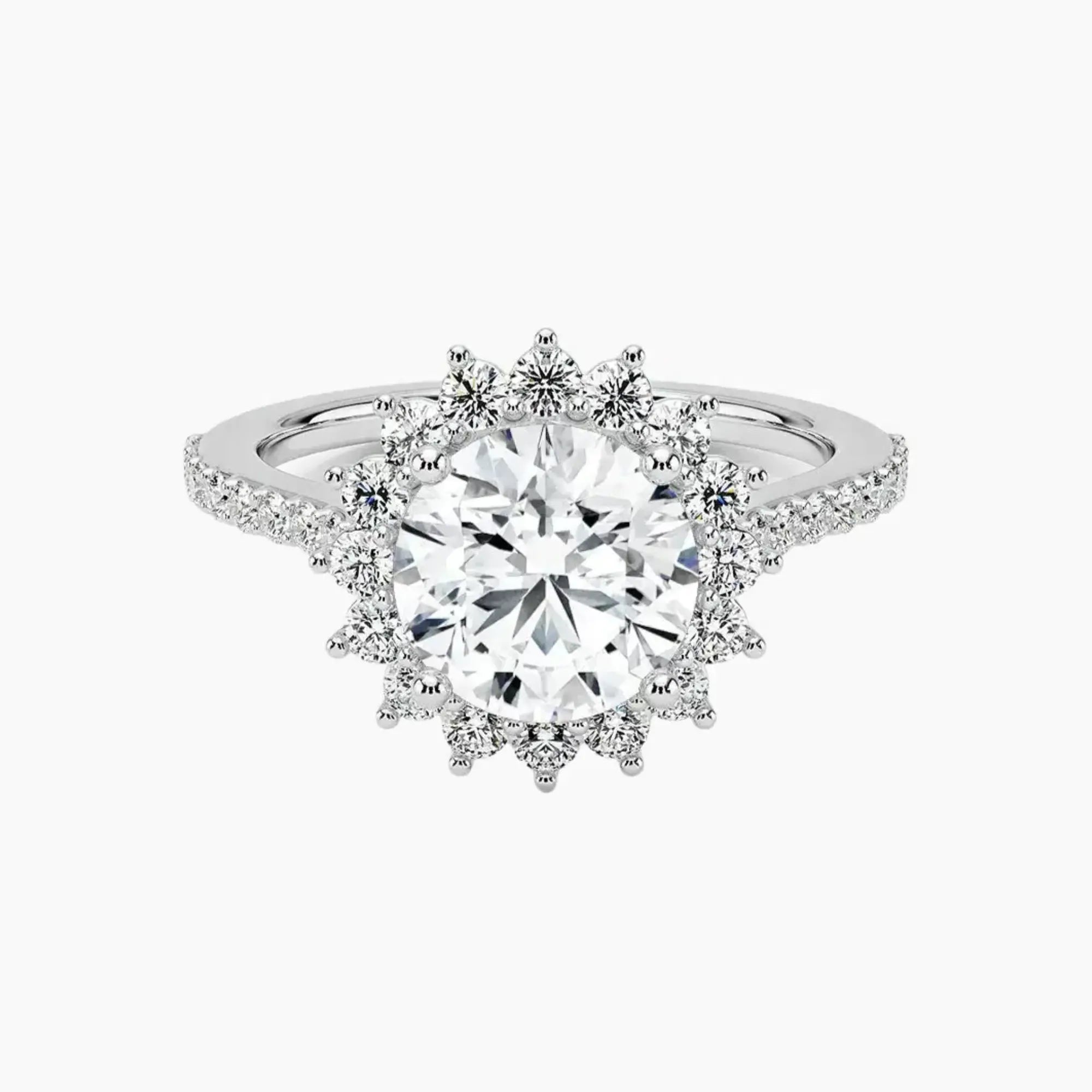 Soraya Pave Round Designer 3 Carat Lab Grown Diamond Engagement Ring in 18K Rose Gold