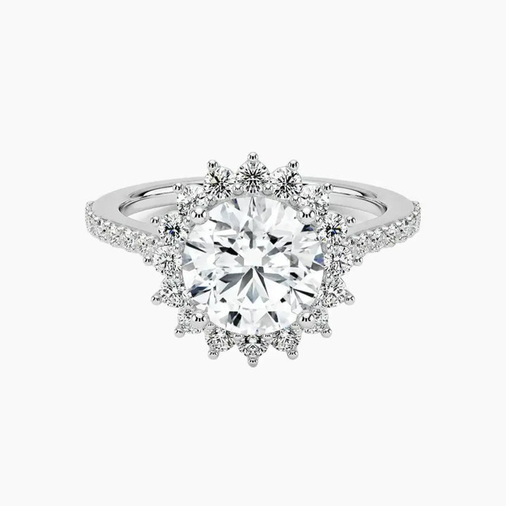 Soraya Pave Round Designer 3 Carat Lab Grown Diamond Engagement Ring in 14K White Gold