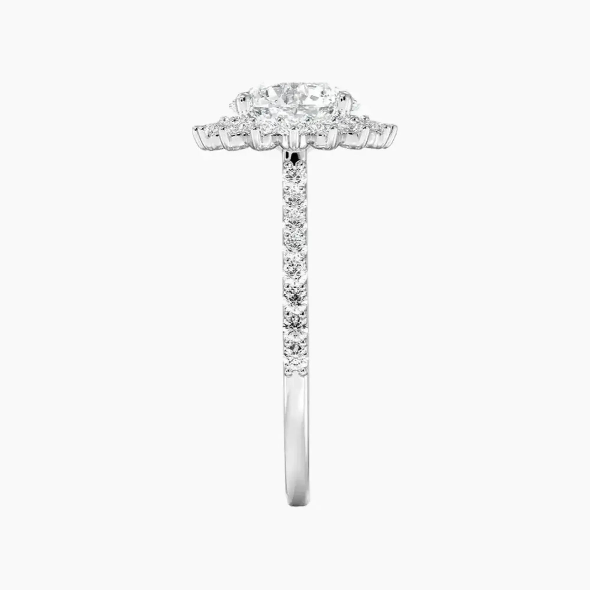 Soraya Pave Round Designer 3 Carat Lab Grown Diamond Engagement Ring in 18K White Gold