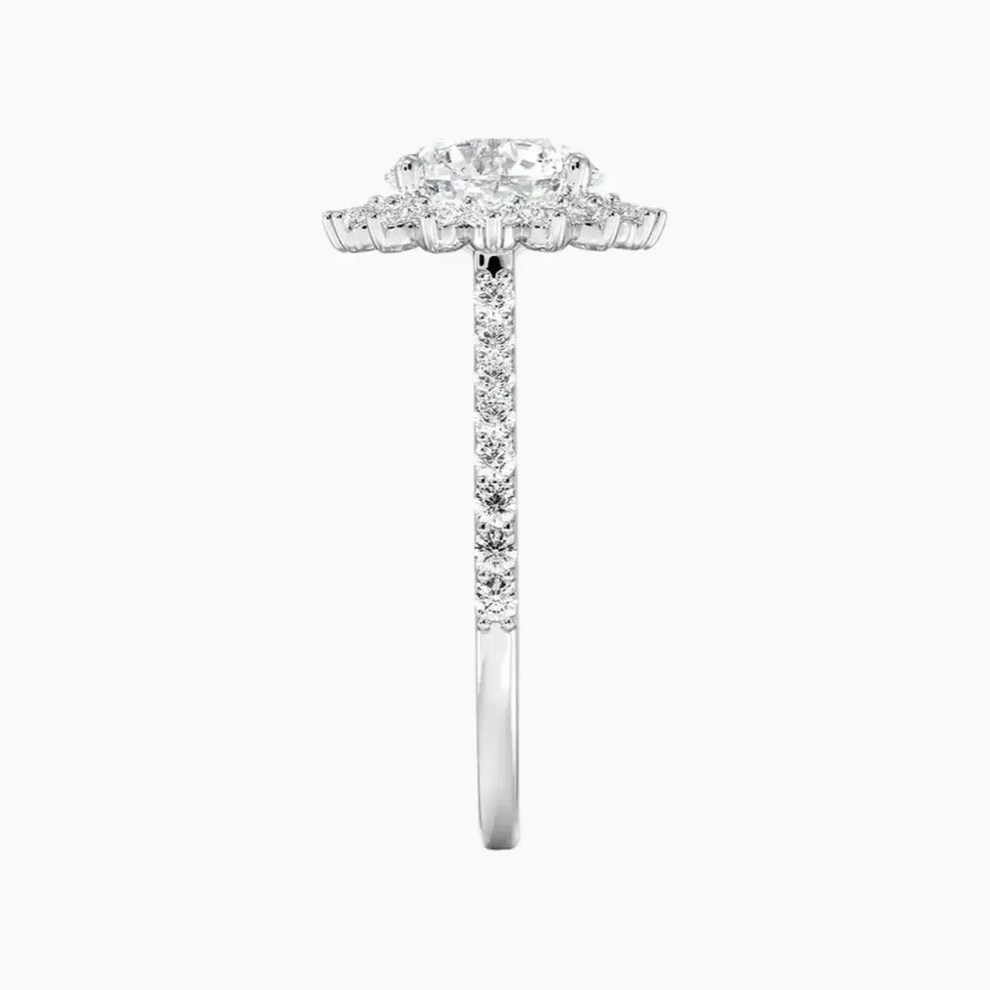 Soraya Pave Round Designer 3 Carat Lab Grown Diamond Engagement Ring in 14K Rose Gold