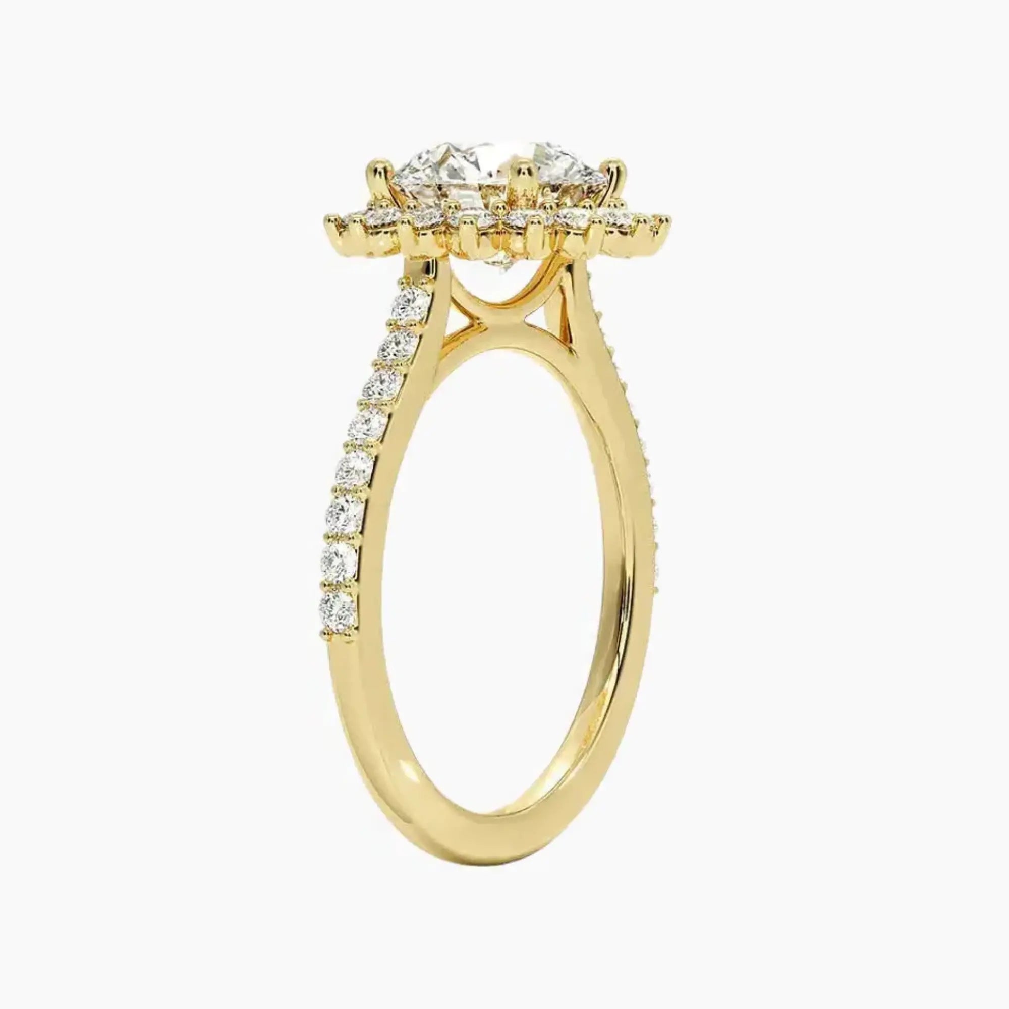 Soraya Pave Round Designer 3 Carat Lab Grown Diamond Engagement Ring in 18K Rose Gold