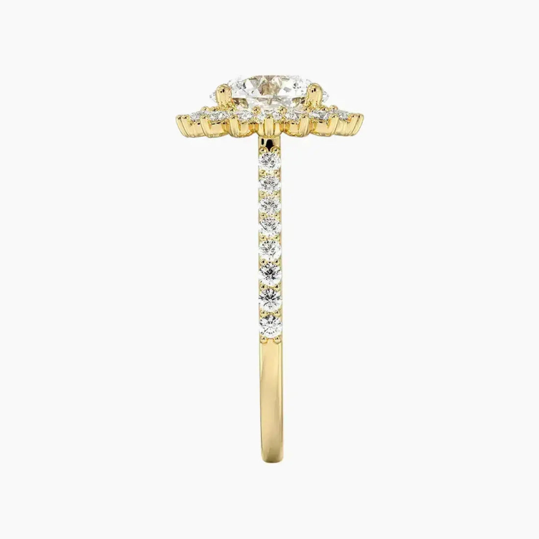 Soraya Pave Round Designer 2 Carat Lab Grown Diamond Engagement Ring in 18K Yellow Gold