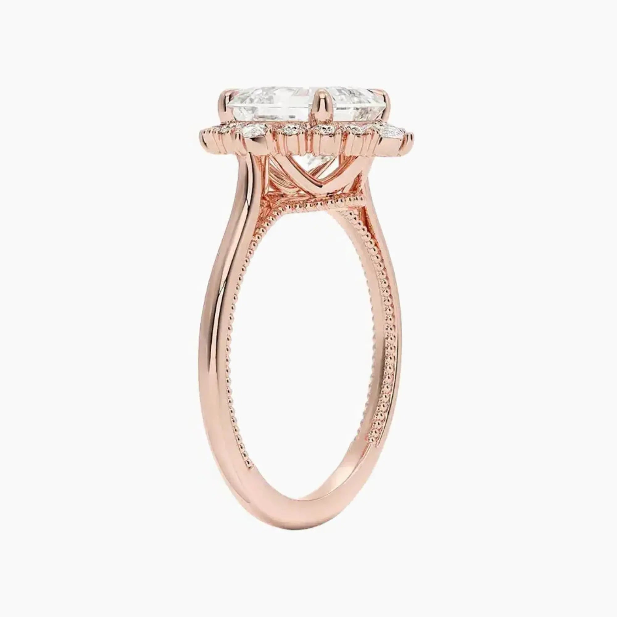 Elara Asscher Designer Diamond Ring Setting in 18K Rose Gold