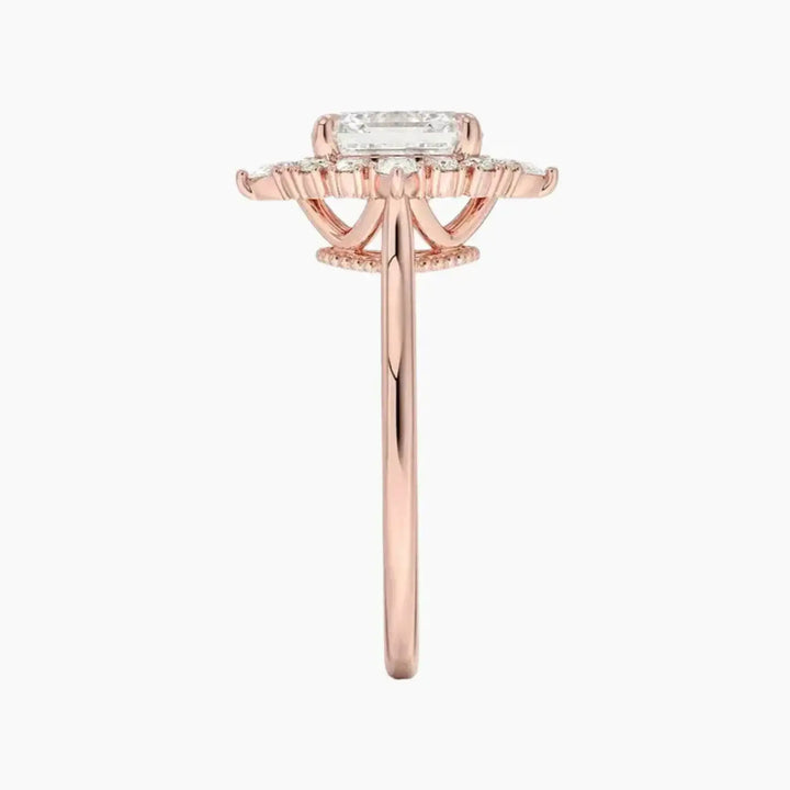 Elara Asscher Designer 2 Carat Lab Grown Diamond Engagement Ring in 18K Yellow Gold