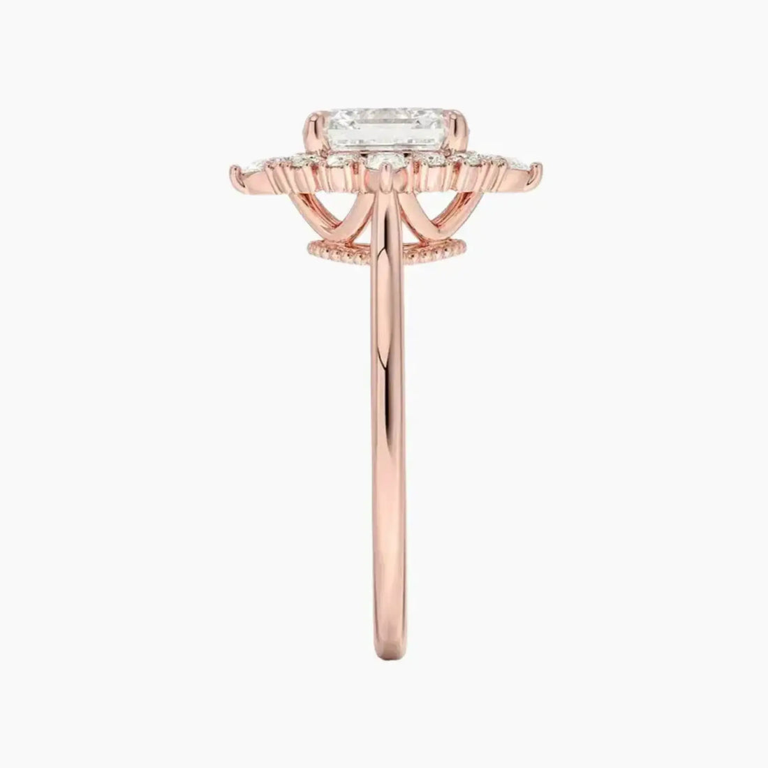 Elara Asscher Designer Diamond Ring Setting in 18K White Gold