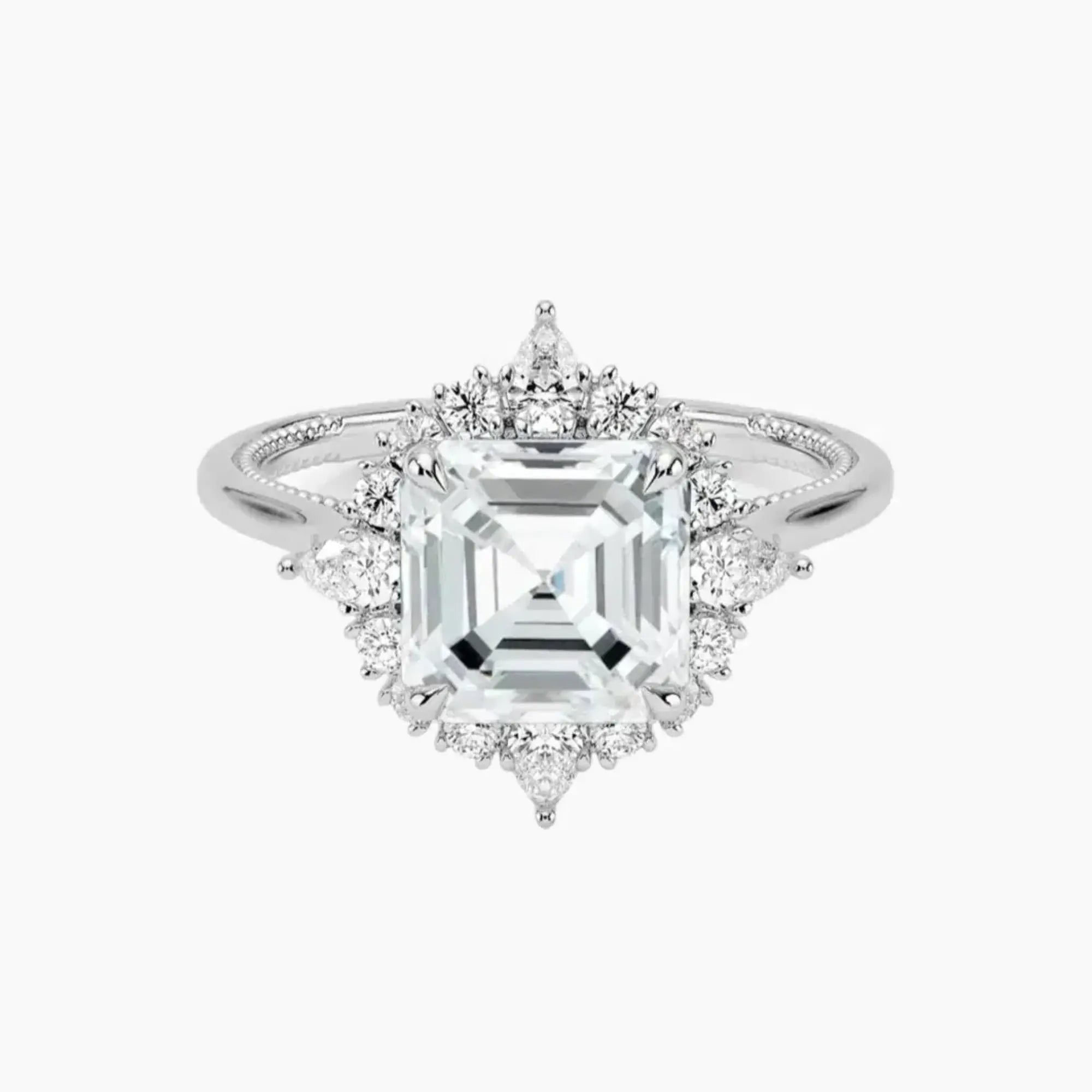 Elara Asscher Designer Diamond Ring Setting in 18K White Gold