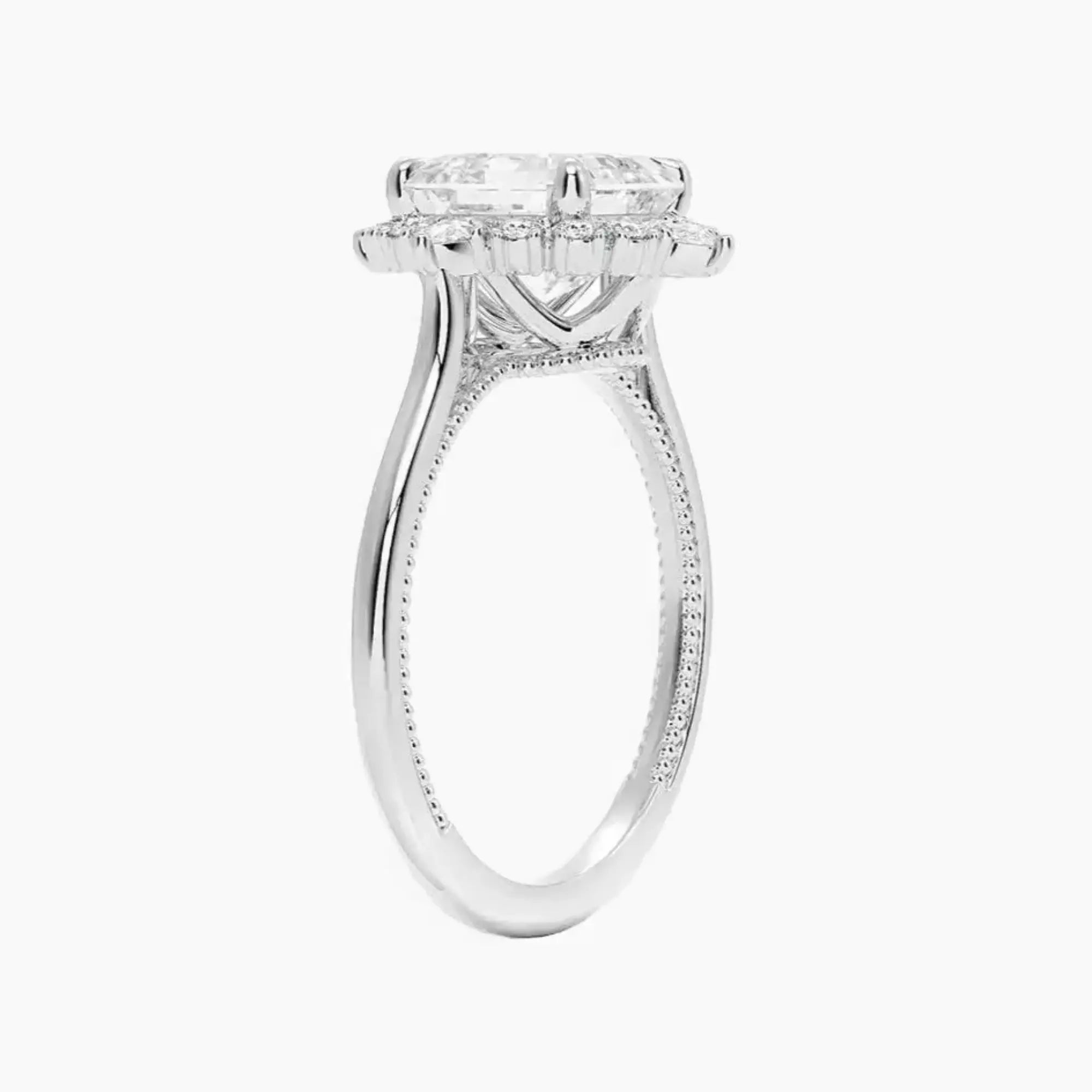 Elara Asscher Designer Diamond Ring Setting in 14K White Gold