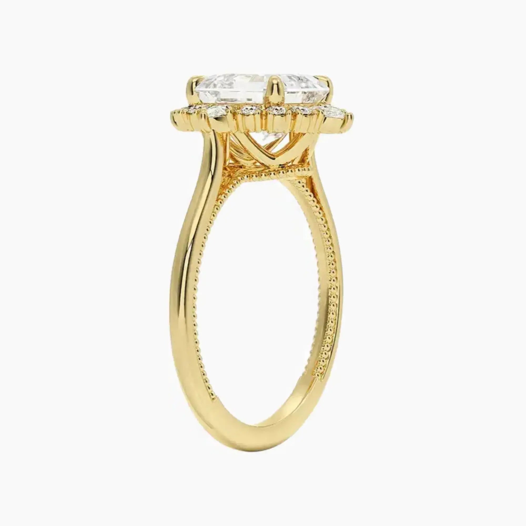 Elara Asscher Designer 1 Carat Lab Grown Diamond Engagement Ring in 14K Yellow Gold