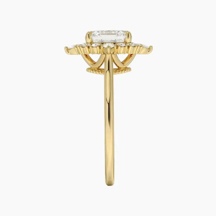 Elara Asscher Designer 3 Carat Lab Grown Diamond Engagement Ring in 14K Rose Gold
