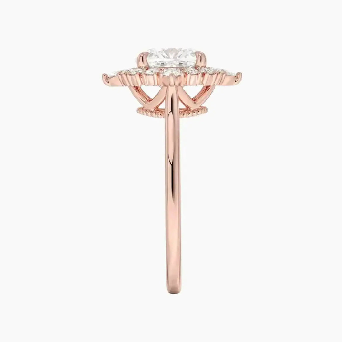 Elara Cushion Designer Diamond Ring Setting in 18K Rose Gold