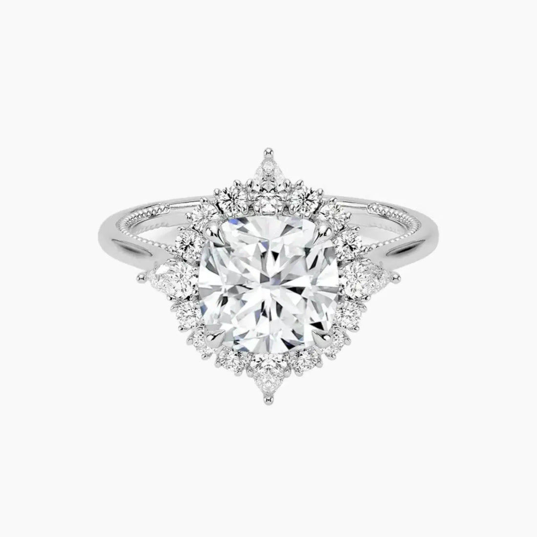 Elara Cushion Designer Diamond Ring Setting in 14K Yellow Gold