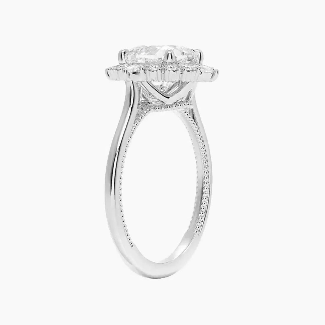Elara Cushion Designer 3 Carat Lab Grown Diamond Engagement Ring in 14K White Gold