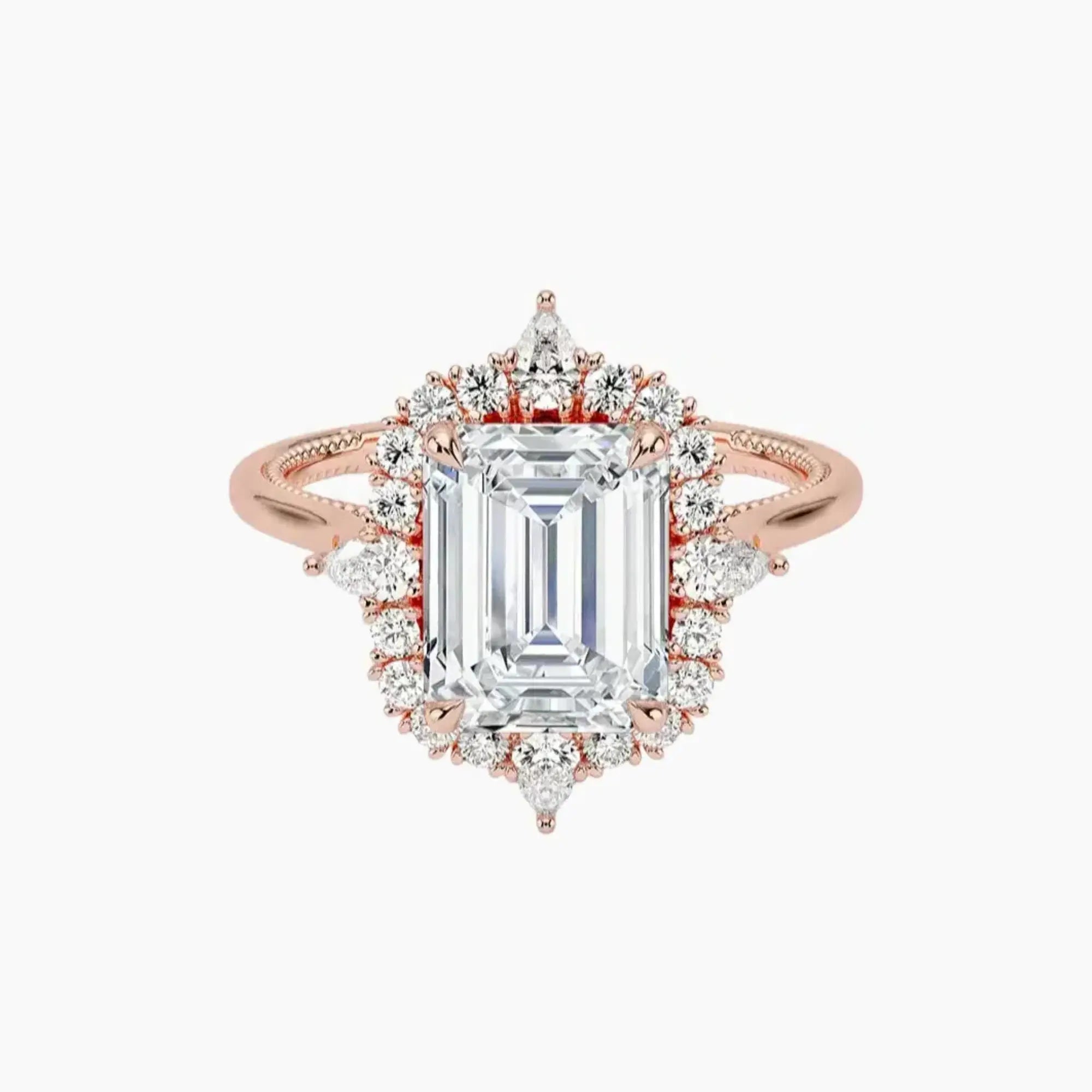Elara Emerald Designer 1 Carat Lab Grown Diamond Engagement Ring in 14K White Gold