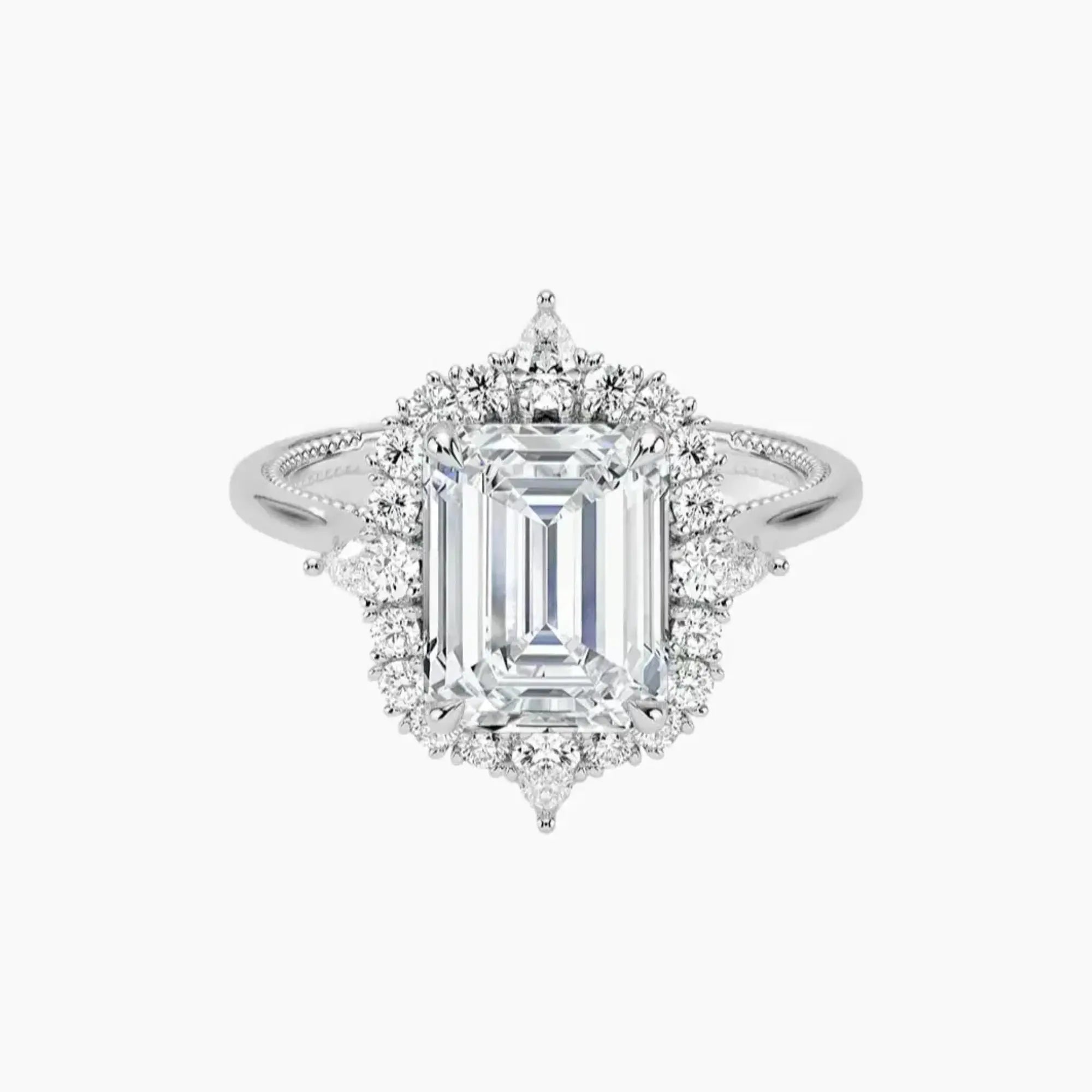 Elara Emerald Designer 2 Carat Lab Grown Diamond Engagement Ring in 18K Rose Gold